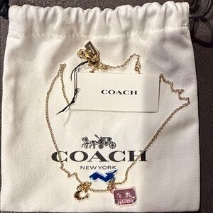 Coach Gold and Blue Charm Necklace